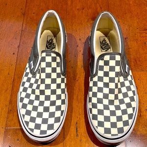 Grey Checkered Slip On Vans Size 12